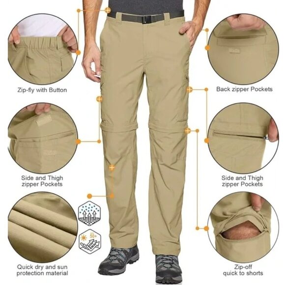🆕 TOOMETT Mens Hiking Pants Convertible Zip Off Lightweight Quick Dry size 36 - Picture 1 of 9